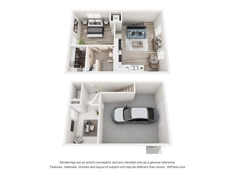 Floor plan for 1 bed, 1 bath, 836 sqft